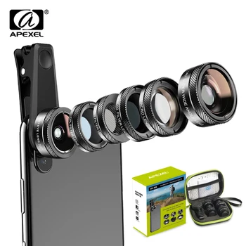 APEXEL 6 1 Tālrunis Kameras Objektīvs Platleņķa Objektīvs Platleņķa makro Objektīvs CPL Star Filtrs ND32 Fliter Samsung Huawei allsmartphones