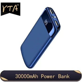 30000mah Power Bank Ārējo Akumulatoru PoverBank 2 USB LED Powerbank Portatīvo Mobilo tālruņu Lādētāju Xiaomi Samsung iphone XS