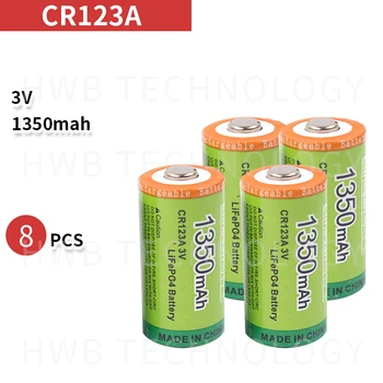 8pack Etinesan 3 v CR123A 1350mAh uzlādējams akumulators LiFePO4 lukturīti, fotokameru akumulatoru Rūpnīcas garantija Bezmaksas Piegāde