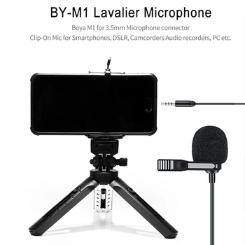 BOYA AR-M1 Mikrofons 6m Clip-on Lavalier Mini Audio 3,5 mm Apkakles Kondensatoru Atloks Mic ieraksta Canon / iPhone spoguļkameras