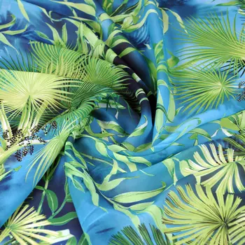Zaļā džungļiem drukāt mīksta šifona šalle auduma poliestera šifona plānas auduma kleitu šūšana DIY raibs apģērbs tissu ās metru