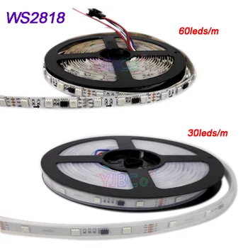 5m DC12V WS2818 (Update WS2811) Pikseļi, LED Sloksnes Gaismas Adresējama Dual-Signāls WS2818 IC 30Leds/m, 60 Led/m lampas lentes