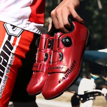 Jaunāko vīriešu pašbloķējoši ceļu velo kurpes krāsains krāsa mainās profesionālo MTB velosipēds elpojošs neslīdoša sacīkšu apavi