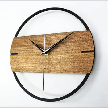 Eiropas stila vienkāršu sienas pulkstenis ziemeļvalstu koka mājas pulksteņa studiju office art sienas apdares minimālisma mūsdienu dizaina pulkstenis