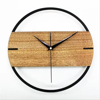 Eiropas stila vienkāršu sienas pulkstenis ziemeļvalstu koka mājas pulksteņa studiju office art sienas apdares minimālisma mūsdienu dizaina pulkstenis