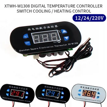 W1308 XTWH-W1308 220V 12V 24V Regulēšana Digitālā Cool Siltuma Sensoru, Sarkans Displejs, Temperatūras regulators Termostata Slēdzis