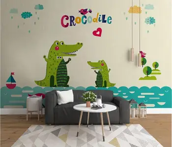 AINYOOUSEM Roku apgleznoti cute dzīvnieku krokodils bērnu fona papier peint papel de parede tapetes, 3d tapetes, uzlīmes