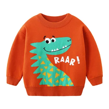 Jaunu 2020 Bērniem, Bērnu Modes Džemperis Džemperis Rudens Ziemas Zēni Karikatūra Dinozauru O-veida kakla Trikotāžas Džemperis, Džemperi, Topi Apģērbi