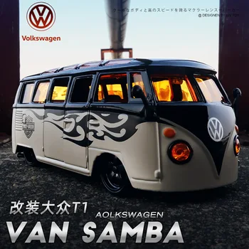 1:24 ar Augstu Simulācijas Retro Volkswagen Autobusu SAMBA Modificētu T1 Sakausējuma Auto Modelis Autobusu Rotaļu Automašīnas Modelis bērniem dāvanas