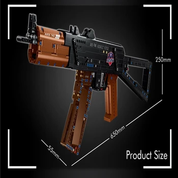 881pcs Tehnika AKS-74U UZBRUKUMS ŠAUTENE Pistoli Modelis, Celtniecības Bloki PUBG Militāro SWAT Ieroci Ķieģeļi Rotaļlietas Bērniem