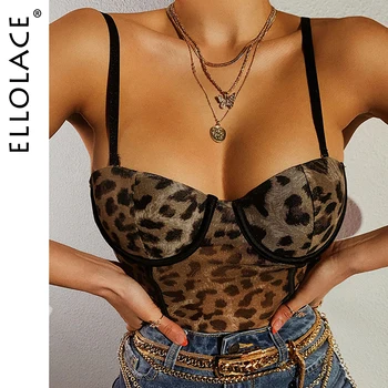 Ellolace Leopard Bodysuit Sexy Sievietes Ķermeņa Bodycon (Dungriņi), Sieviešu Acu Romper Dzīvnieku Bodysuits Slim Fitnesa Jumpusuit 2020. Gadam Struktūra