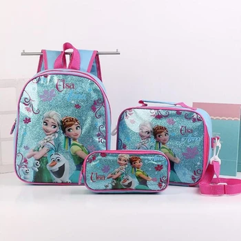 3pcs princese Disney bērnu mugursoma pusdienas Elsa soma zīmuli karikatūra gadījumā, Saldēti somā meitene zēns dāvanu maisiņš skolas skolēnu