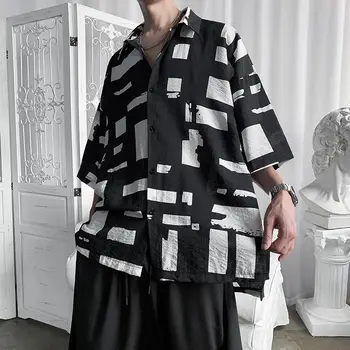 2020. gada Vasaras Vīriešu Modes Tendence Havaju Krekls franču Aproces Drēbes, Krekli ar Īsām piedurknēm Melnā/baltā Krāsā Krekls Plus Izmēri M-2XL