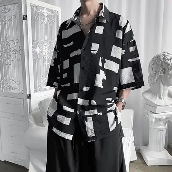 2020. gada Vasaras Vīriešu Modes Tendence Havaju Krekls franču Aproces Drēbes, Krekli ar Īsām piedurknēm Melnā/baltā Krāsā Krekls Plus Izmēri M-2XL