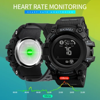 SKMEI Smart Digital Bluetooth Vīriešiem Skatīties Sporta Pedometrs Kaloriju Fitnesa Pulkstenis, Sirdsdarbības Ūdensizturīgs rokas Pulkstenis reloj inteligente