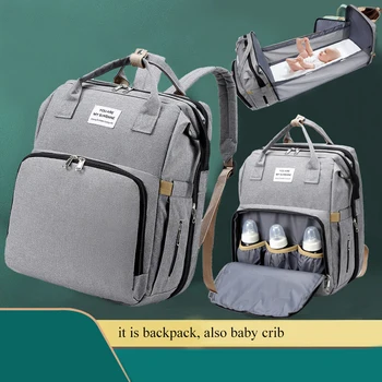 Portatīvo salokāmo bērnu gultiņa māmiņa soma daudzfunkcionāls liela jauda, mātes un bērnu soma bērnu pudele, soma autiņbiksīšu soma, mugursoma