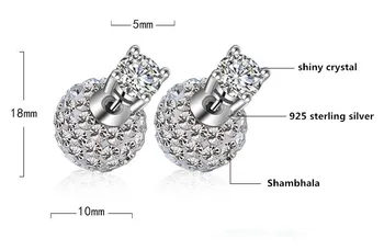 Karstā pārdot modes-Shambala kristāla bumbu sieviešu dāvanu 925 sterling sudraba dāmas auskariem rotaslietas vairumtirdzniecības piliens kuģniecība