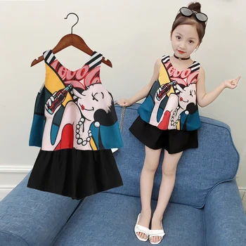 2019 Baby Girl Vasaras Apģērbs Uzstādīt Kokvilnas Meitene Drukāt Topi + Cietā Šorti Ikdienas Meiteņu Apģērbu Komplekti Bērniem Drēbes Meitenēm no 4 līdz 12