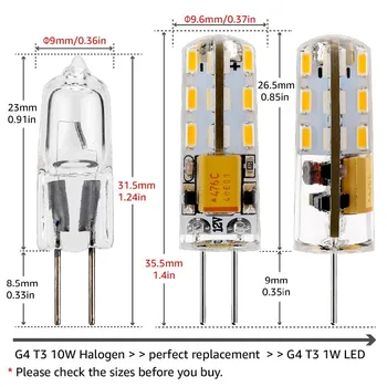 10 Pack G4 LED spuldzes 12V AC DC LED Spuldzes G4 24LED Aizstāt 10W T3 JC Halogēnu Spuldzes Silti Balta 3000K Dabas Balts 4000 6000K