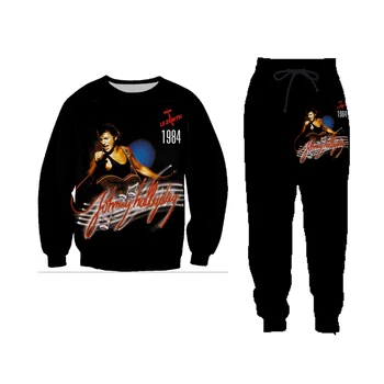 Hipster Streetwear 3D Drukas Johnny Hallyday sporta Krekli Rock Unisex Garas Bikses Sieviešu/vīriešu Hiohop Treniņtērpi Gadījuma Jogger Bikses