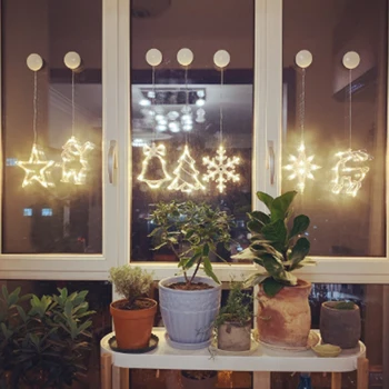 Ziemassvētku rotājumu deco zvani ziemassvētku eglīte sniegpārslas, santa un aļņiem xmas mājas piederumi pašlīmējošas sūcējs natal LED dekori