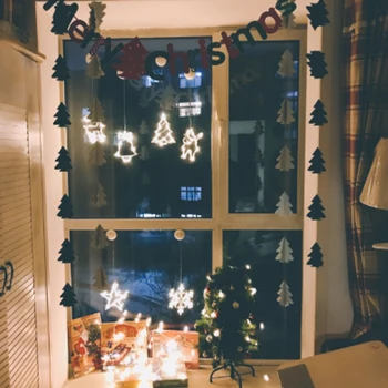 Ziemassvētku rotājumu deco zvani ziemassvētku eglīte sniegpārslas, santa un aļņiem xmas mājas piederumi pašlīmējošas sūcējs natal LED dekori