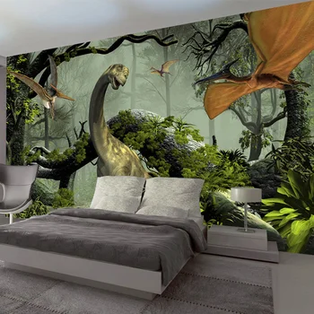 Pielāgotus Foto Tapetes, 3D Stereo Dinozauru Motīvu Lieli Gleznojumi Pirmatnējā Meža Dzīvojamā Istaba Guļamistaba Fona Dekors Sienas Tapetes