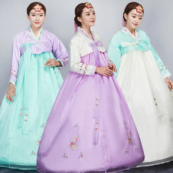 Jaunais Gads Korejiešu Tradicionālās Korejiešu Hanbok Sieviešu Pils Korejas Hanbok Kleita Mazākumtautību Deju Skatuves Kostīmu