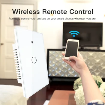 RF433 WiFi Smart Sienas Touch Slēdzis Nav Neitrālo Vadu Vajadzīgi Gudri Vienu Vadu Sienas Slēdzi Darbu ar Alexa, Google Home 170-250V