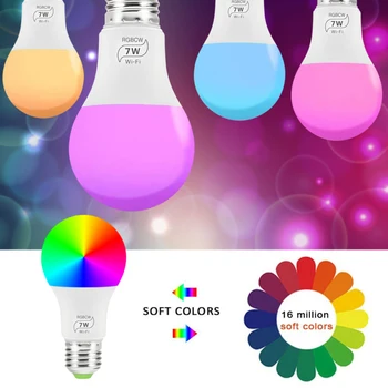 WIFI Smart Spuldzes Aptumšojami E27 7W E14 LED Lampas, RGB APP balss Tālvadības pults Smart Spuldzes Darbu ar Alexa, Google Palīgs