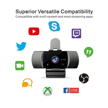 USB Web Kamera Kamera, Full HD 1080p Web Kamera Ar Mikrofonu & Cover Video Kameras ar Datoru, Portatīvo DATORU Pilnīgu Spēlētājs