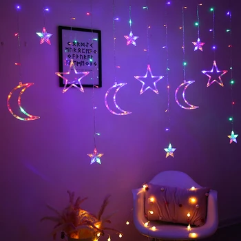 Ramadāna Rotājumi Mājās Moon Star LED Pasaku Gaismas Stīgu EID MUBARAK Ramadāna Kareem Dekori Kāzām, Dzimšanas dienas svinības Piegādēm