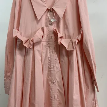 Kvalitātes rufflese augsto vidukli, krekls stila kleitas, sieviešu nišu dizains francijas slim rudens garām piedurknēm kleita 2020. gadam YHNO
