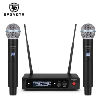 EPGVOTR 2 Kanāli UHF Bezvadu Mikrofonu Sistēma EPU2 ar 2 Metāla Materiālu Rokas Raidītāji Posmā Baznīca Ģimenes DJ