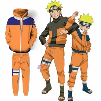 Anime Cosplay Naruto Cosplay Kostīmi Mazuļiem Uzumaki Naruto Sporta Krekls Pelēkā Vārna Jaka, Bikses Vīriešu Sieviešu Apģērba Komplekts