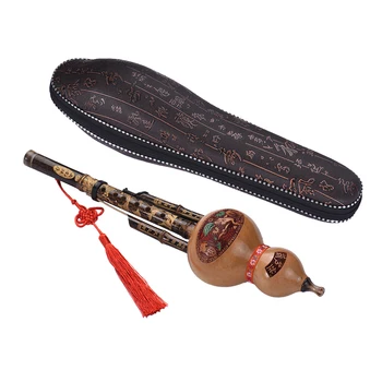 Ķīnas Melnā Bambusa Hulusi Roku darbs Ķirbis Cucurbit Flauta Etniskās Mūzikas Instrumentu Taustiņu C ar Lietā Iesācējs Mūzikas Mīļotājiem,