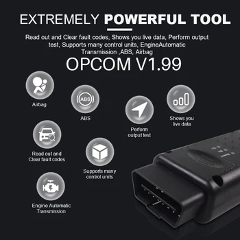 OBD2 Op-com USB VAR 1.99 Ar PIC18F458 Čipu Opcom V1.99 par Opel Skenēšanas OP COM V1.99 OPCOM