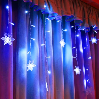 Ziemassvētku Sniegpārsla LED Aizkaru Āra Ūdensizturīgs String Gaismas 8 Režīmi bākugunis Ziemassvētki Pieslēdzami Vilnis Pasaku Gaismas