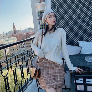MISHOW 2019 garām Piedurknēm Džemperis Adīšanas Jaunu korejiešu Stilā Vogue O-veida Kakla Streetwear Slim Sieviešu Džemperis MX19C5443