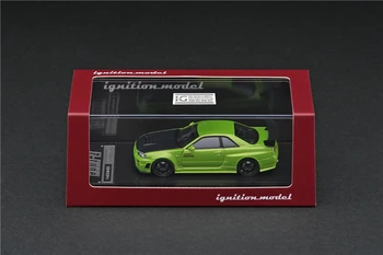 IG 1:64 Nismo Nissan GT-R R34 Z-tune zaļā Lējumiem Modeļa Automašīnas