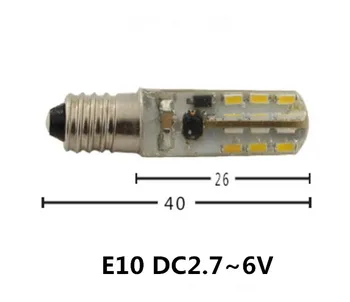 10PCS DC2.7~6V E10 LED Silikona Spuldzes Kukurūzas spuldzes 5v LED E10 3 V 4.5 V LED E10 6V DC2.7-6V E10 3014-24SMD 1W DC5V