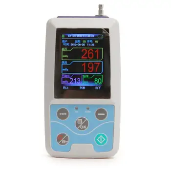 CE un FDA NIBP Monitors 24HOUR Ambulatorās BP Monitors Holter ABPM50+PROGRAMMATŪRA + 6 Manšetes Izmērs