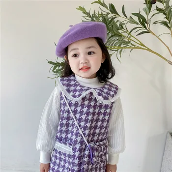 Ir 2021. Bērnu Meitene Modes Apģērbu Komplekts Džemperi+pleds Kleita+soma,Bērniem, Meiteņu Pavasara Rudens Elegants Uzvalki, Bērnu Drēbes Valkāt