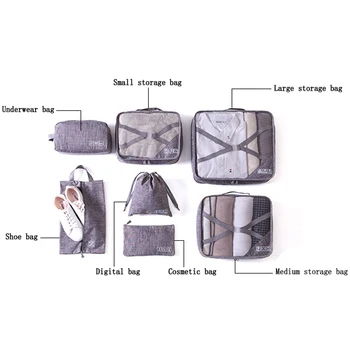 2020 Locīšanas Ceļojumu Soma 7-gabals Uzvalks Bagāžas Organizētājs Ceļojumu Piederumi Čemodānu Kārtošanas Maisā Drēbes, Iepakošanas kubi Duffle Somas