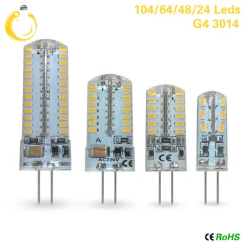 10pcs/daudz G4 LED Lampa Mini LED Spuldzes AC 220V DC 12V SMD3014 Uzmanības centrā Lustra Augstas Kvalitātes Apgaismojums Aizvietot Halogēna Lampas