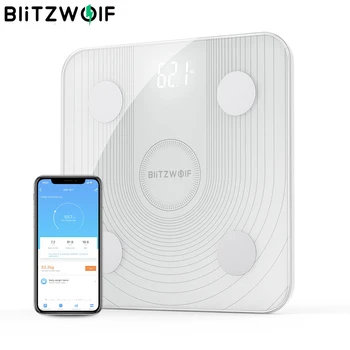 BlitzWolf BW-SC1 2.4 GHz WiFi Smart Ķermeņa Tauku Apjoma APP Tālvadības BMI Datu Analīze ar 13 Body Metrics Digitālā Svara Skala