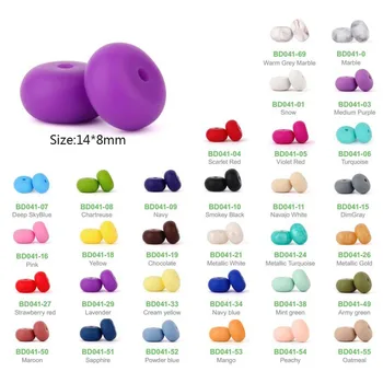 MHS.SAULE Multicolor oblate abacus, zobu silikona lodītes 14*8mm BPA free safty košļājamā bērnu aprūpes krelles sajauc rotaslietas/rotaļlietas