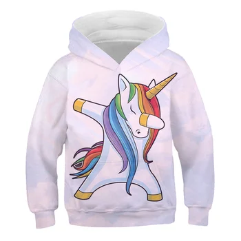 2020 Unicorn 3D multiplikācijas filmu Jauns Pavasara Bērni hoodies Zēniem Meitenes Modes Drukāt sporta Krekli bērnu poliestera Outwear Drēbes