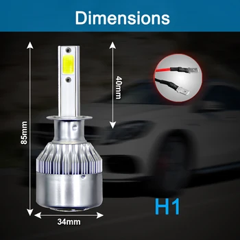 1pairs Auto Auto H8, H11 H7, H4 H1 LED priekšējie Lukturi 6000K Cool balta 72W 8000LM Spuldzēm COB Diodes, Automašīnu Daļas Lampas