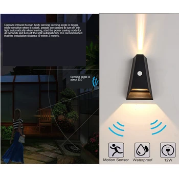 Āra Ūdensizturīgs Sienas lampas CREE Kustības Sensora Apgaismojums Āra Sporta Drošības Gaismas Ceļš Gaismu, IP65 Sienas Lampas LED Mūsdienu ROHS
